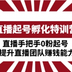 直播起号孵化特训营：直播手把手0粉起号 提升直播团队赚钱能力