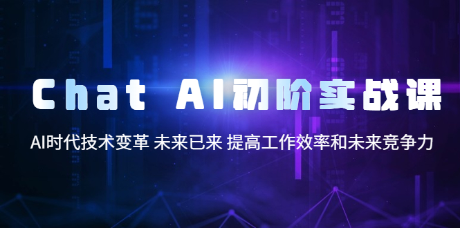 AI初阶实战课，AI时代技术变革 未来已来 提高工作效率和未来竞争力