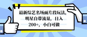 最新综艺名场面片段玩法，明星自带流量，日入200+，小白可做