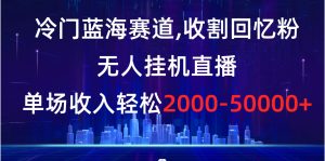 冷门蓝海赛道，收割回忆粉，无人挂机直播，单场收入轻松2000-5w+