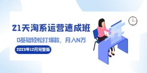 21天淘系运营-速成班2023年12月完整版：0基础轻松打爆款，月入N万-110节课